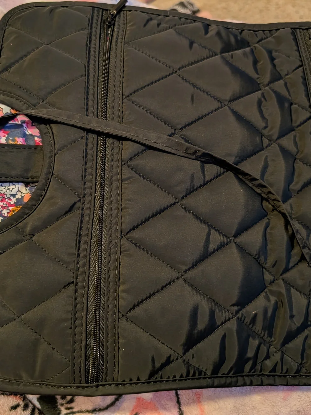 Vera Bradley Quilted Black Travel Hanging Cosmetic Case